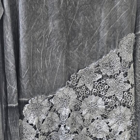 Simply Couture Woman's Grey XL Lace Whimsy Fairy Sheer Lagenlook Boho Tunic - Picture 3 of 7